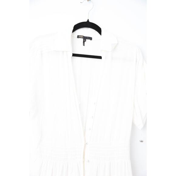 Maje Embroidered Ruffled Maxi Dress in White - Picture 7 of 9